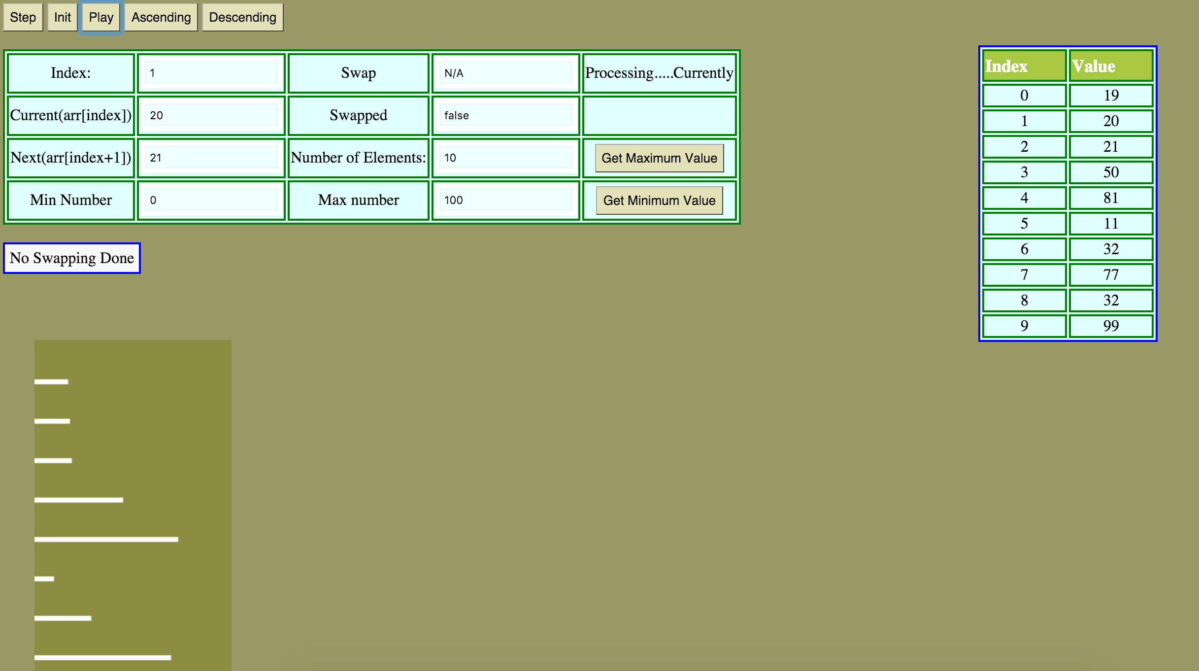 Bubble sort simulation