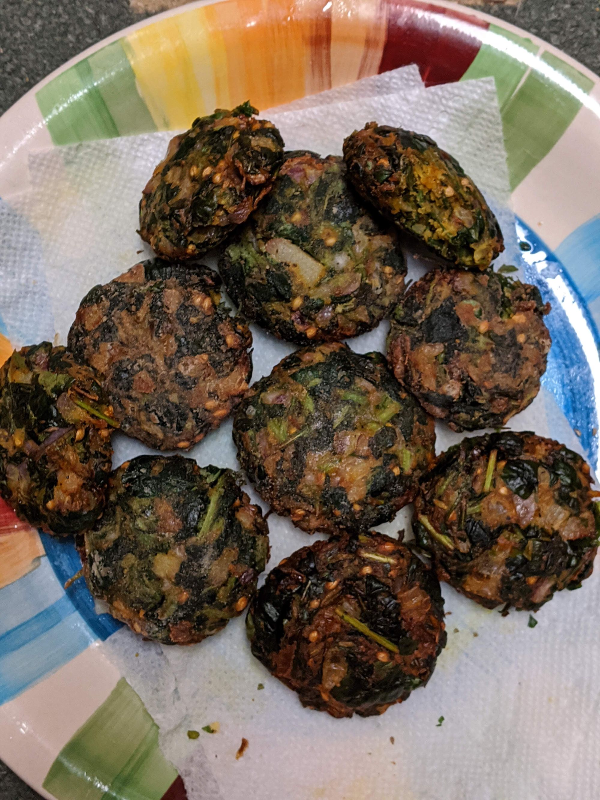 Making a Methi Vadi (A snack made of Fenugreek Leaves)